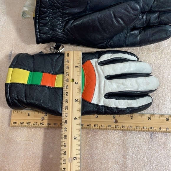 Vintage Rainbow leather ski gloves Zero Made in Japan for Farfield-Hanover - Picture 10 of 11